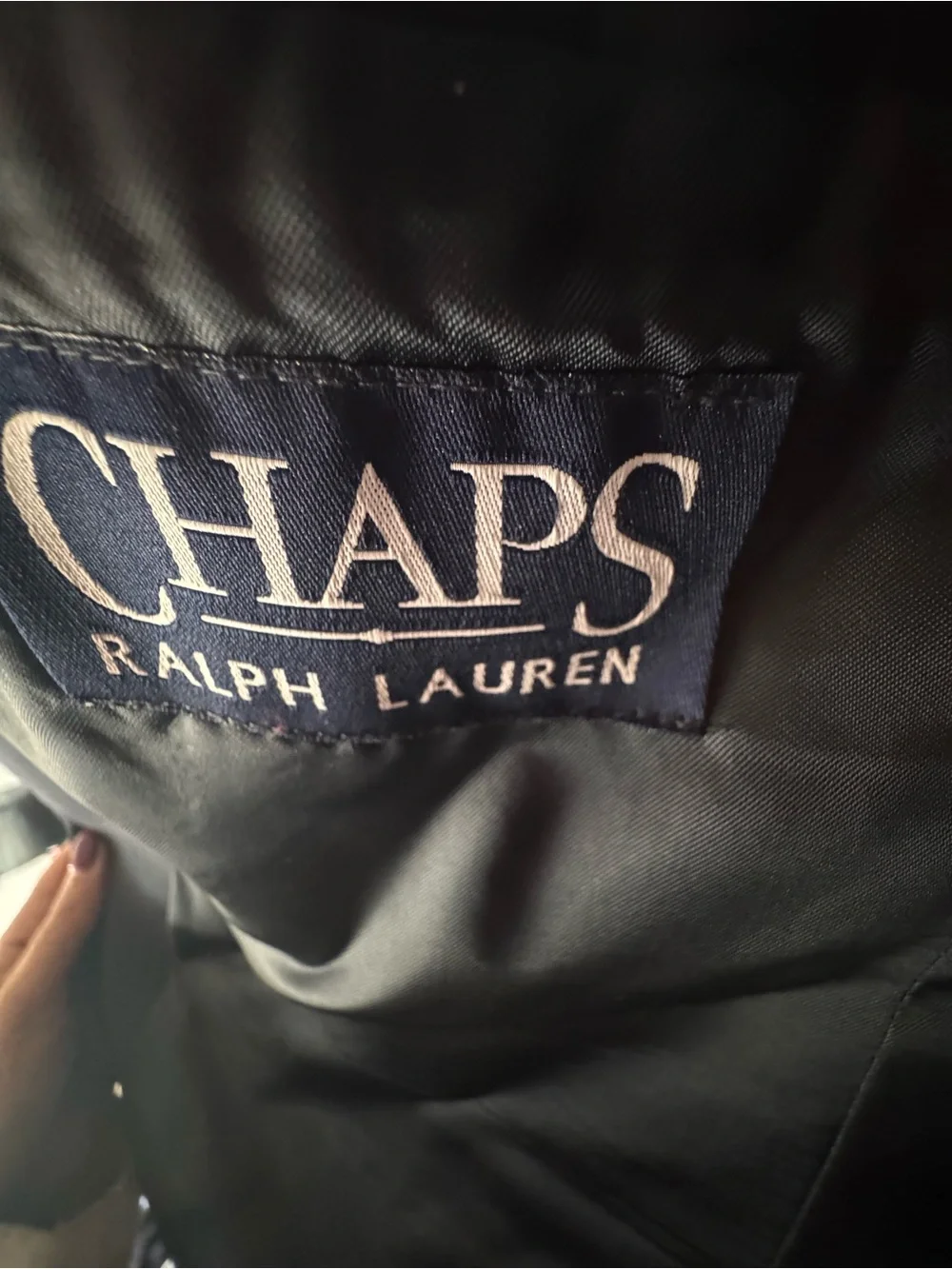 Chaps Navy Two-Button Blazer with Gold Buttons